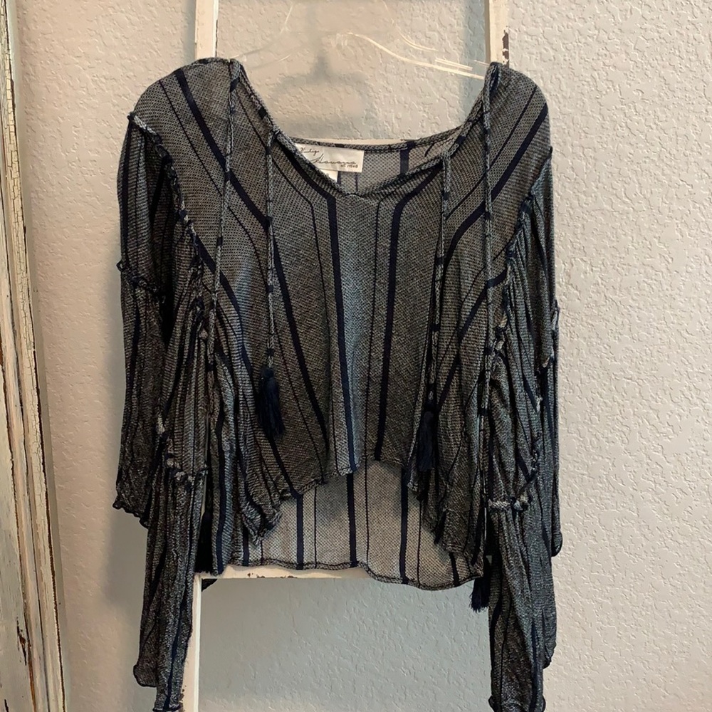 Navy Striped Long Sleeve Top